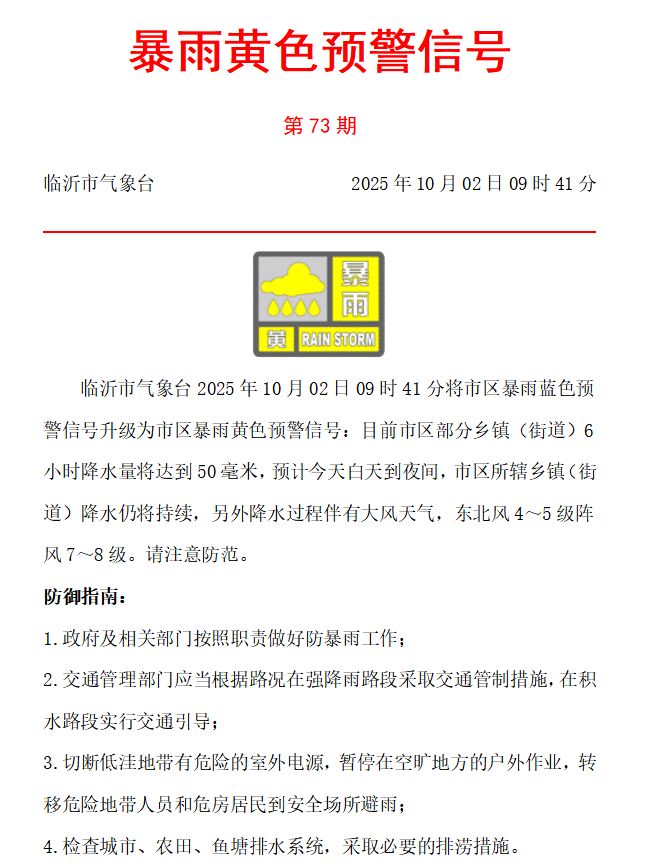 暂停户外作业！临沂预警升级！